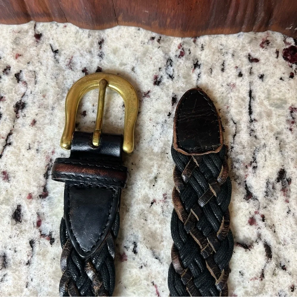 Sonoma Black and Brown Leather Belt with Gold Buckle